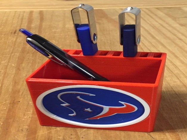 usb pencil holder - houston texans 3D print model - Mito3D