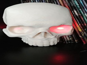 skull face glowing eyes halloween led 3d print model - Mito3D