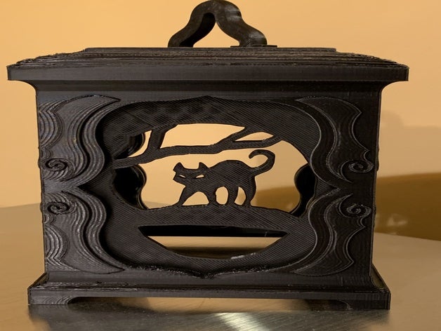linterna de los paneles - el gato negro halloween decoración vacaciones 3D print model - Mito3D