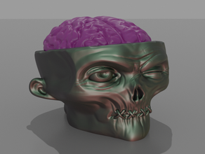 halloween brain skull container mummy scary 3d print model - Mito3D