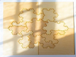 mathematical art toy laser cutting koch snowflake puzzle fractal lasercut 3d print model - Mito3D