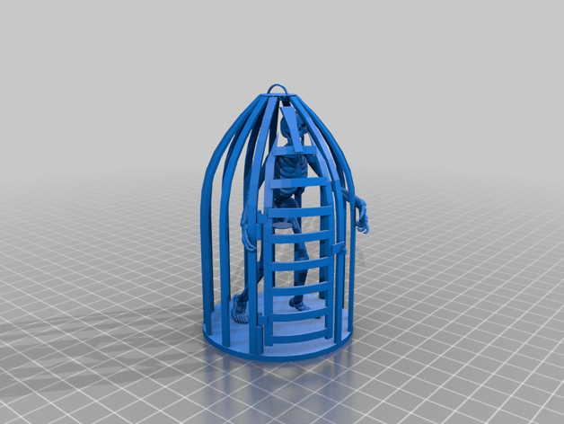 esqueleto que cuelga de la jaula el 3D print model - Mito3D