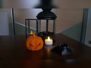 ikea lanterna stare in low poly zucca citrouille la decorazione hack di halloween ikeahack stand il supporto 3d print model - Mito3D