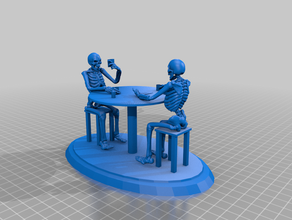 esqueletos jugando a las cartas el esqueleto 3d print model - Mito3D