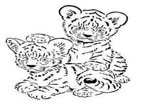 tiger cub pochoir animal cat la le tigre 3d print model - Mito3D