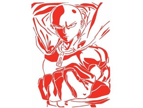 saitama stencil 3 anime hero manga onepunchman one punch man 3d print model - Mito3D