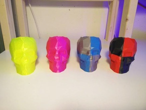 lowpoly skull pen holder two color print remixed bottom repaired human low poly pencil 3d print model - Mito3D