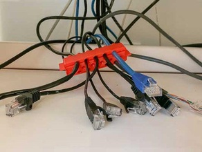 amélioration de la v20 brock ethernet décharge traction des câbles à double rangée serrage câble gestion cat5e cat6 fil l'organisateur 3d print model - Mito3D