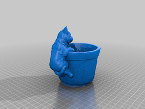 flower cup cat 3d print model - Mito3D
