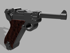 playmobil compatible luger p08 pistol v2 bullet fire firearm game german gun sla sls toy ww2 3d print model - Mito3D