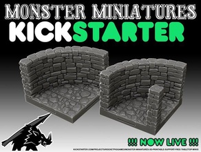 curved crypt walls - kickstarter live dd dnd dragons dungeons fantasy gothic medieval modular system tiles tilescape 3d print model - Mito3D