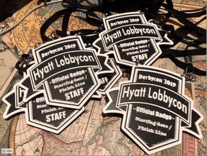 lobbycon distintivo badge distintivi la conferenza derbycon hacker hackercon 3d print model - Mito3D
