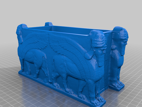 human-headed winged lion pot planter 3d print model - Mito3D