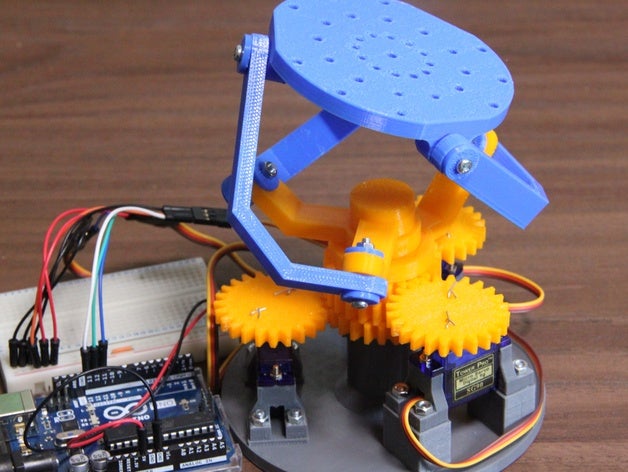esférico paralelo manipulador 9g servo atuador arduino o uno eletrônica mecânico de brinquedo robô robótica motor sg90 esférica towerpro torre pro 3D print model - Mito3D