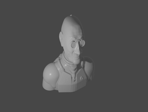 sergent cyborg âgées le buste visage figure futuriste de l'homme sexe masculin vieux sculpter la sculpture 3d print model - Mito3D