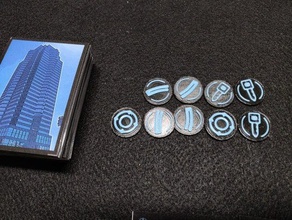 3d tokens hunted kobayashi tower die hard boardgame boardgames game components pnp 3d print model - Mito3D