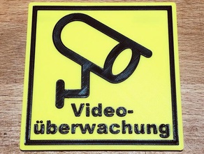 hinweisschild berwachung işareti video izleme Almanca 3d print model - Mito3D