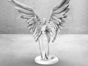 ange - de table miniature l'ange le mdn donjons dragons la fantaisie femelle jeu jeune fille les cieux mini pathfinder rpg dessus ailes femme 3d print model - Mito3D