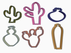 cactus cookie cutters collection cutter 3d print model - Mito3D