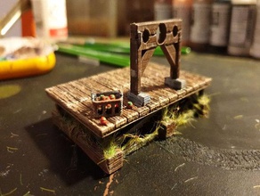 medieval stocks platform rotten tomatoes 28mm 28mmscale dd dnd miniature prop dragons dungeons fantasy scatter terrain stockades 3d print model - Mito3D