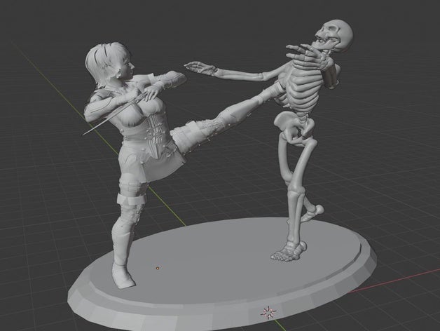 woman mission duel skeleton fighter 3D print model - Mito3D