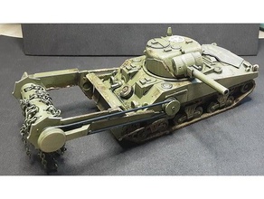sherman crab flail mechanised tank model ww2 3d print model - Mito3D