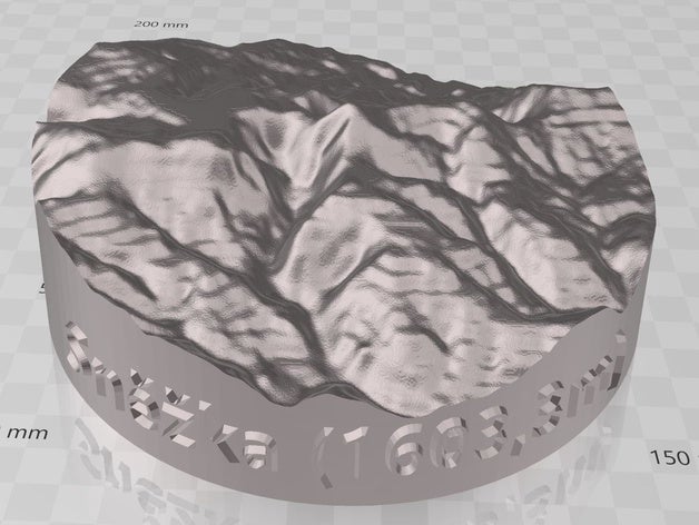 sn ka - highestmountain czechia czech republic height map model mountain snka terrain 3D print model - Mito3D
