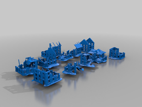 ruined houses - terrain dump 28mm aos dnd fantasy miniature mordheim warhammer whfb 3d print model - Mito3D