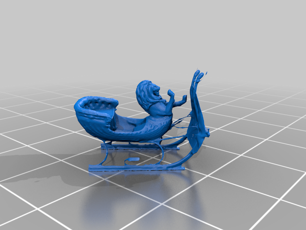 mermaid lion Schlitten - Photogrammetrie Antike fantasy Meerjungfrau 3D print model - Mito3D