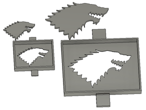 testa di lupo stencil softair aria gioco troni ottenuto il logo ned robb stark trono 3d print model - Mito3D