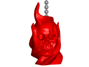 flaming skull pull ball chain keychain knob handle fob finials keyring string 3d print model - Mito3D