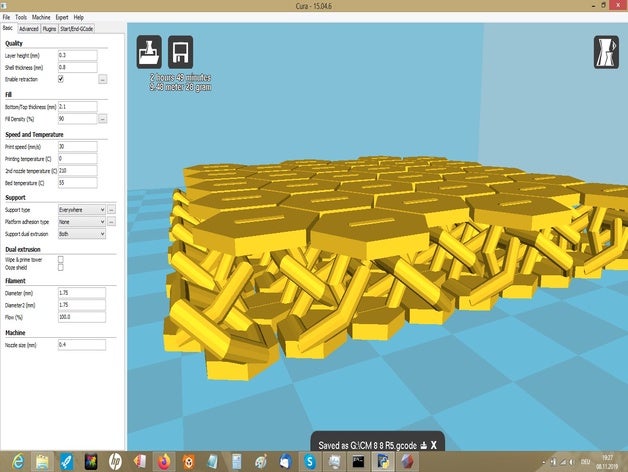hexagonal parametric fabric 3D print model - Mito3D