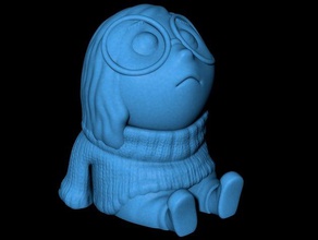 Traurigkeit einfach drucken, ohne Unterstützung animation cartoon disney pixar Abbildung von innen nach außen Modell Skulptur supportless 3d print model - Mito3D