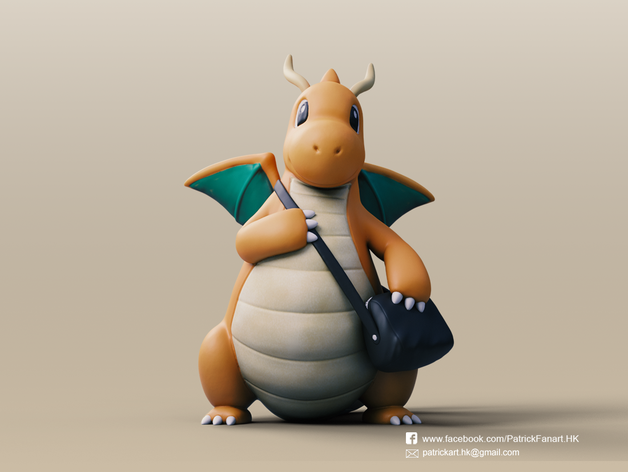 dragonite pokemon anime personaggio di carino drago fanart figura figurina figure andare scolpire la scultura 3D print model - Mito3D