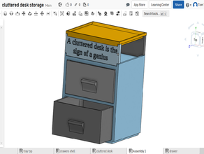 cluttered desk sign genius modular desktop storage small parts box tool 3d print model - Mito3D