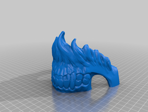 demon skull fixed nose cut 4 parts 3d print model - Mito3D