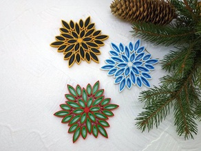 multicolor snowflake 3d printed quilling 3dprintable printing autodesk fusion 360 christmas decoration decor gift merry new year ornament quilting tanyaakinora 3d print model - Mito3D