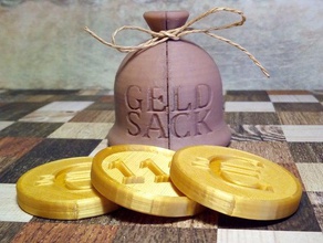 sack gold coin coins euro geld geldgeschenk gift money 3d print model - Mito3D