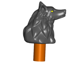 stylized wolf topper 7 cane walking hiking sticks animal pole stick 3d print model - Mito3D