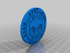 ciega grande poker chip botón 3d print model - Mito3D