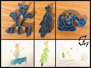 Kinder-Ausstechformen c47 Weihnachten cookie cutter Zeichnung hat Kinder monster santa Baum 3d print model - Mito3D