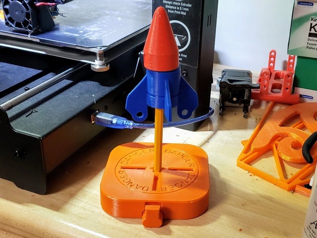 rubber band rocket push-button launch pad ballistic mechanical toy model 3D print model - Mito3D