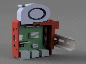 raspberry pi din mount fan cooling rail case 3d print model - Mito3D