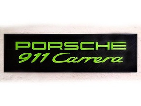 porsche 911 carrera signe Texte 3d de la décoration fixé sur un mur 3d print model - Mito3D