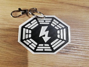 dharma initiative flash keychain & logo electrician lost 3d print model - Mito3D
