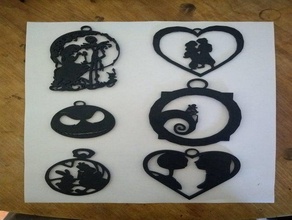 45 disney fan art silhouette ornaments 3d print model - Mito3D