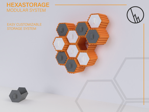hexastorage - modular hexagon storage system 3d printing art customized diy expandable hexagonal hive box 3d print model - Mito3D