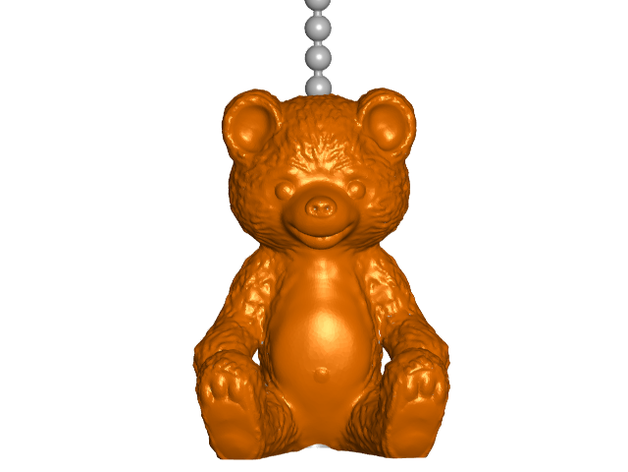 teddy bear pull ball chain keychain knob handle fob finials keyring string 3D print model - Mito3D