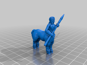 centaur spearmaiden dungeons dragons female mini miniature pathfinder spear 3d print model - Mito3D