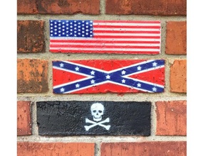 bandiera di mattoni stencil americano la pirata ribelle cranio 3d print model - Mito3D